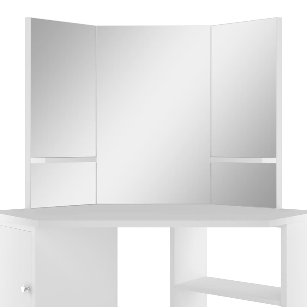 Corner Dressing Table Cosmetic Table Make-Up Table White